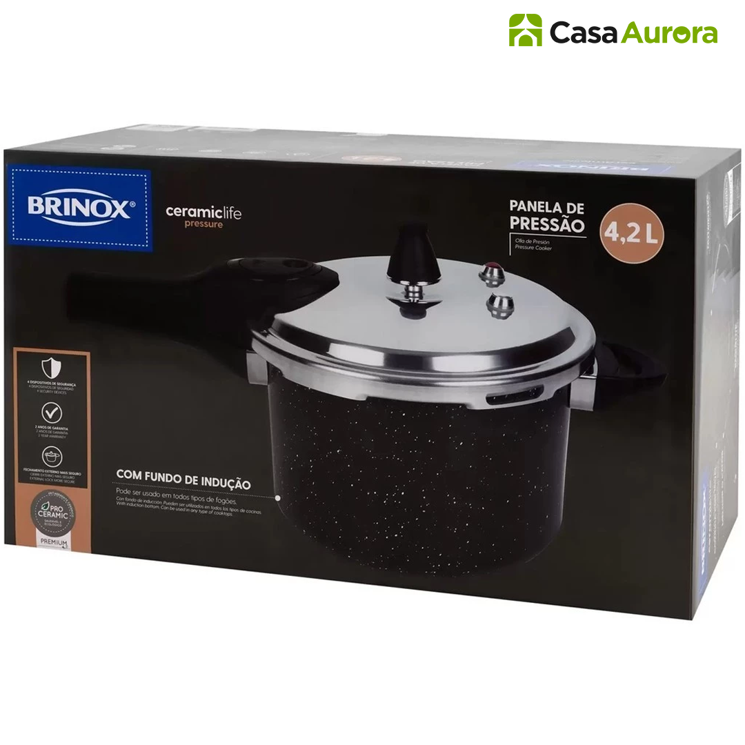 Kit Completo Brinox Antiaderente – 5 Panelas + Panela de Pressão Indução + 10 Utensílios de Brinde
