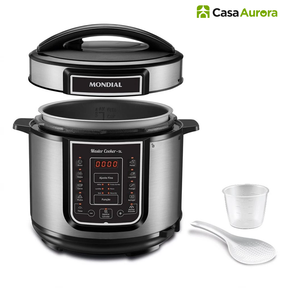 Kit Panela de Pressão Elétrica Mondial + 10 Utensílios + Livro de Receitas Prontas de BRINDE